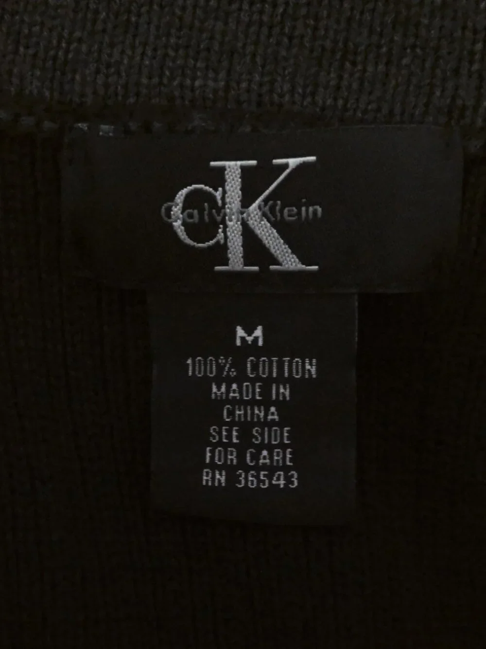 Calvin Klein Men's Black Knit Sweater Pullover 1/4 Zip Heavy Cotton Ribbed Sz M